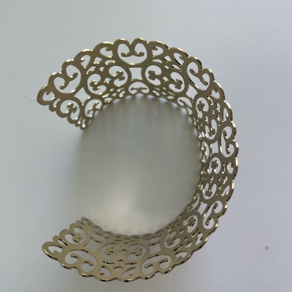 Thin Gold Colored Cuff Bracelet - Picture 2 of 4